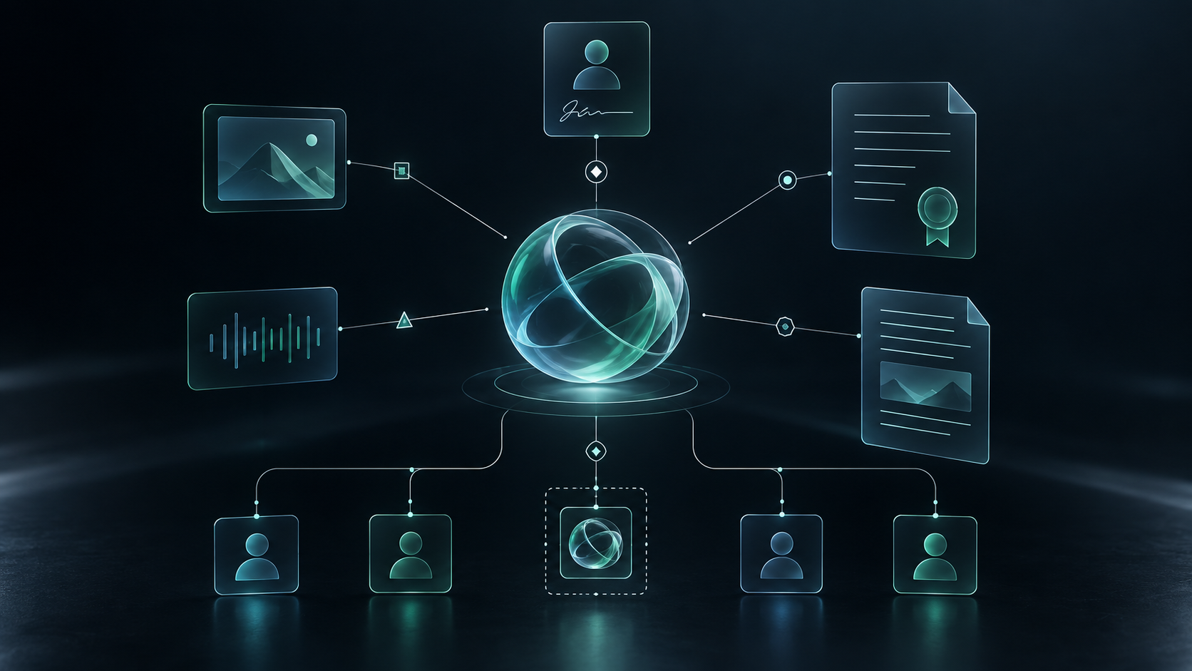 A Digital Asset links distinct identities, credentials, source modules, and declared contributor relationships.