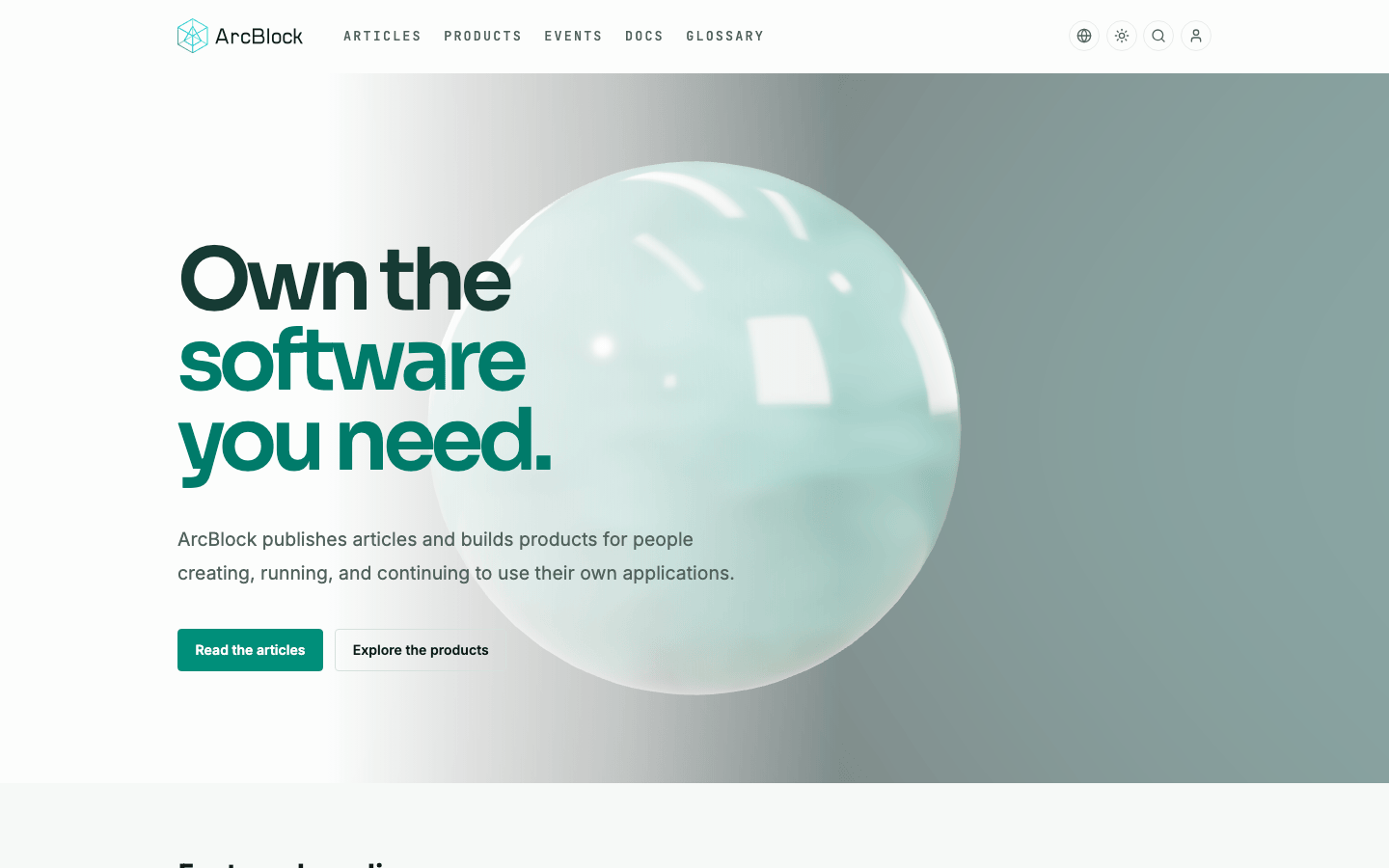 marble:一个大的、有光泽的薄荷绿球体