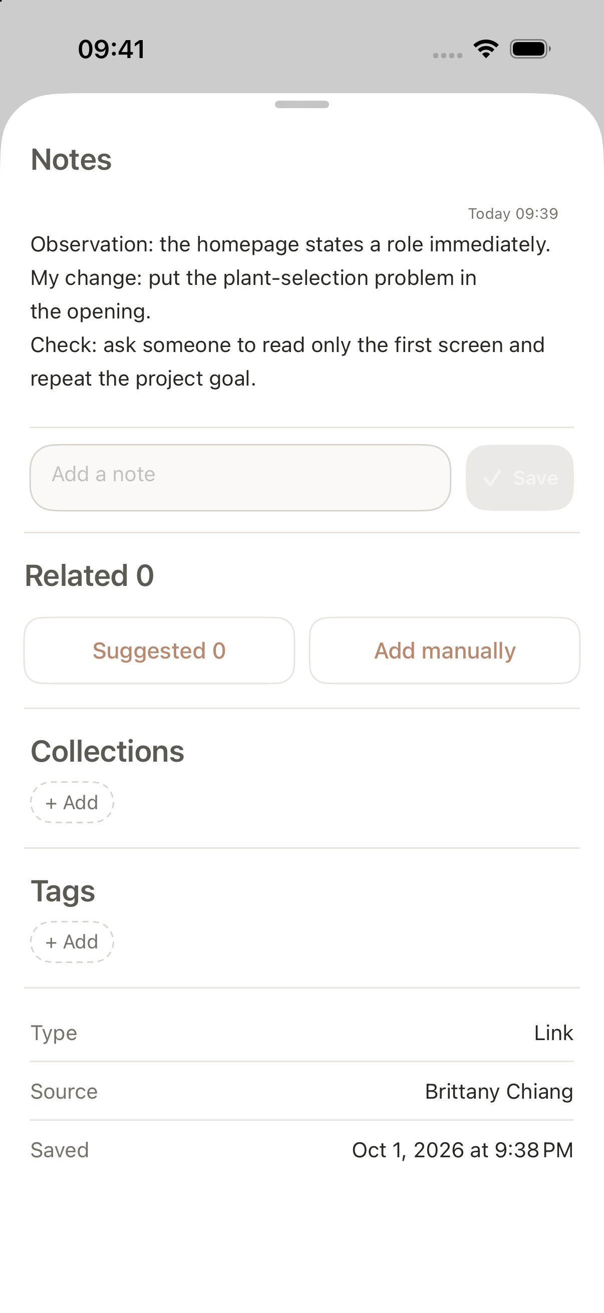 Keep the source with your observation, proposed change, and a way to check it.