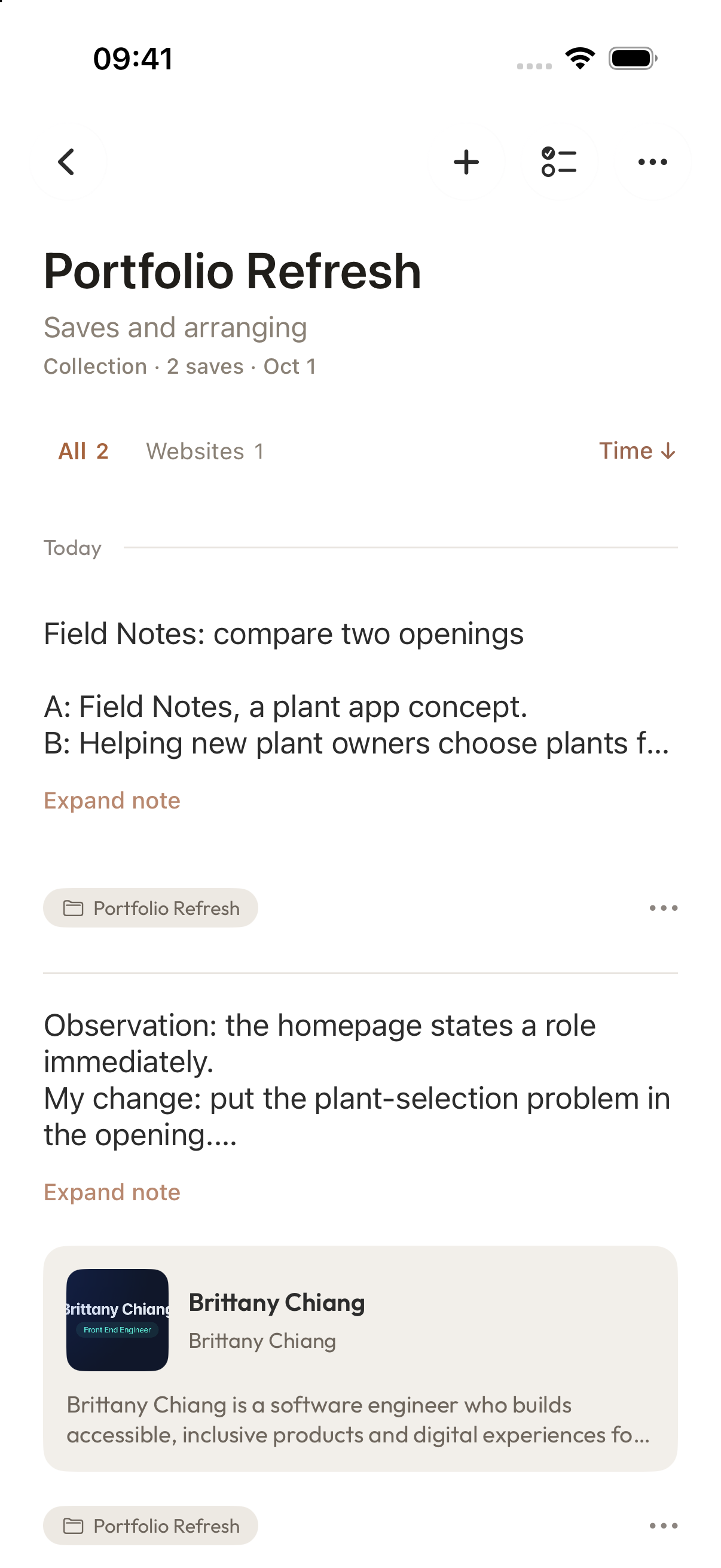 Reopen Portfolio Refresh to find the reference page and the Field Notes draft together.